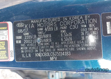 2018 Kia Niro Lx from USA, damaged, VIN KNDCB3LC6J5114183